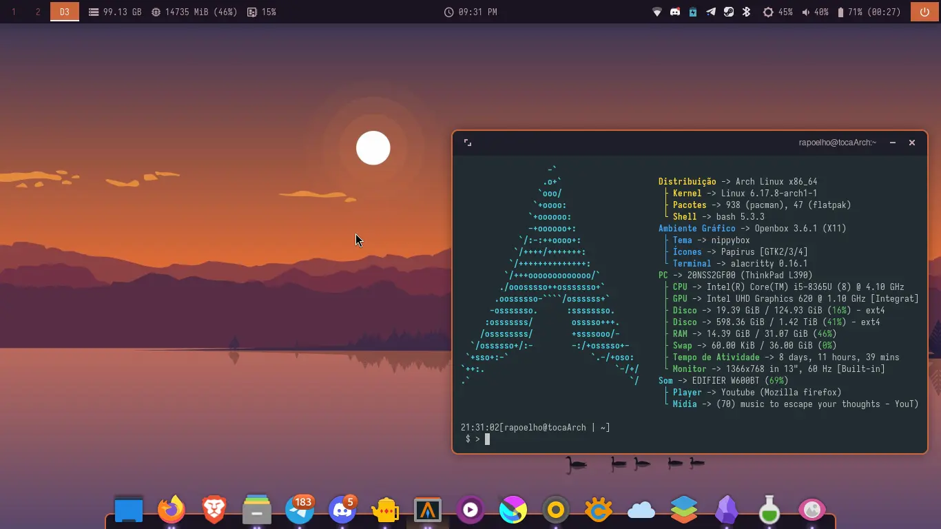 Esse é o meu Desktop atual. O mesmo de antes, e que continuo gostando bastante de usar Esse é o meu Desktop atual. O mesmo de antes, e que continuo gostando bastante de usar