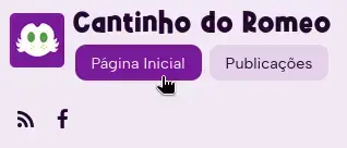 Menu do Site em outras páginas com o mouse em cima do item Menu do Site em outras páginas com o mouse em cima do item