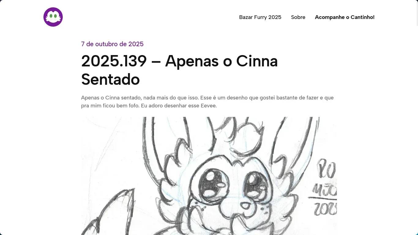 A paǵina de um Post do Cantinho do Romeo no Wordpress com o tema Kitty A paǵina de um Post do Cantinho do Romeo no Wordpress com o tema Kitty