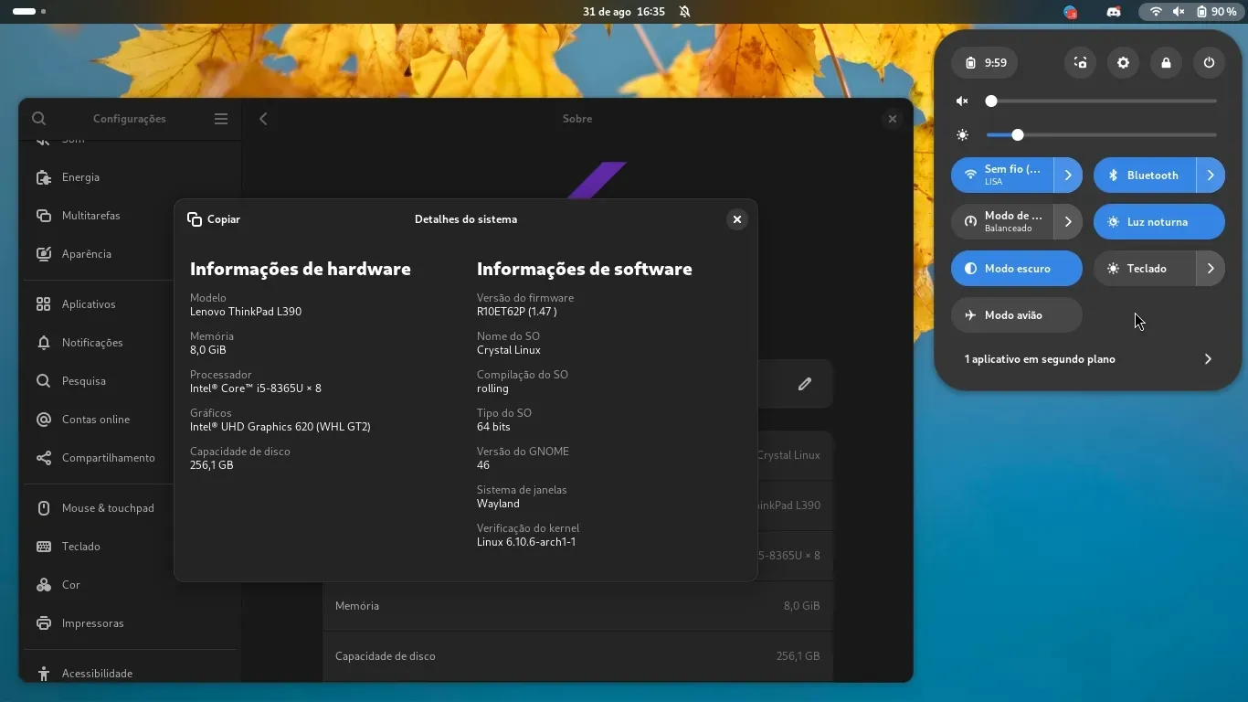Meu Crystal Linux depois de personalizar ele Meu Crystal Linux depois de personalizar ele