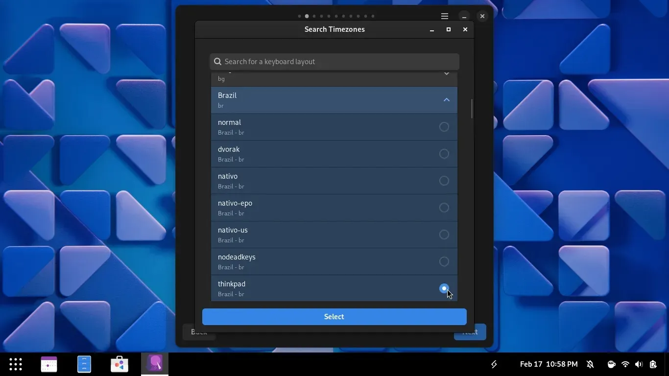 Escolhendo o leiaute específico para o Thinkpad Escolhendo o leiaute específico para o Thinkpad