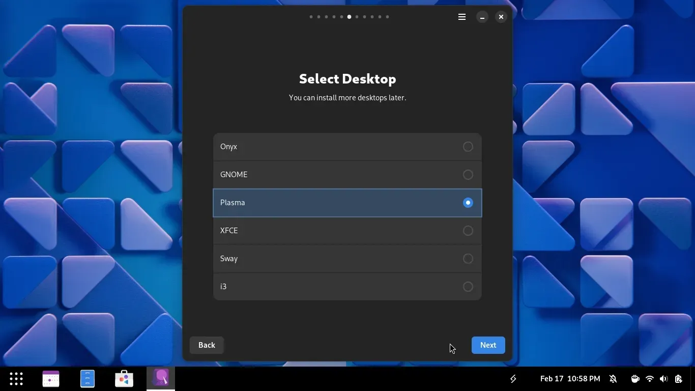Escolha do Desktop que será instalado Escolha do Desktop que será instalado