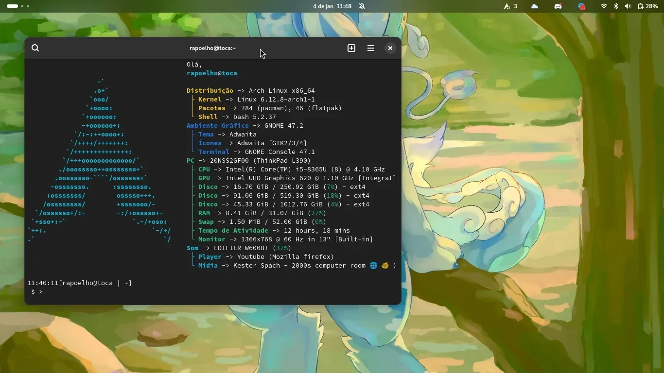 Arch Linux instalado em meu notebook Arch Linux instalado em meu notebook