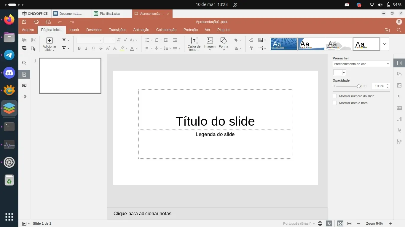 Editor de Apresentações do OnlyOffice Editor de Apresentações do OnlyOffice
