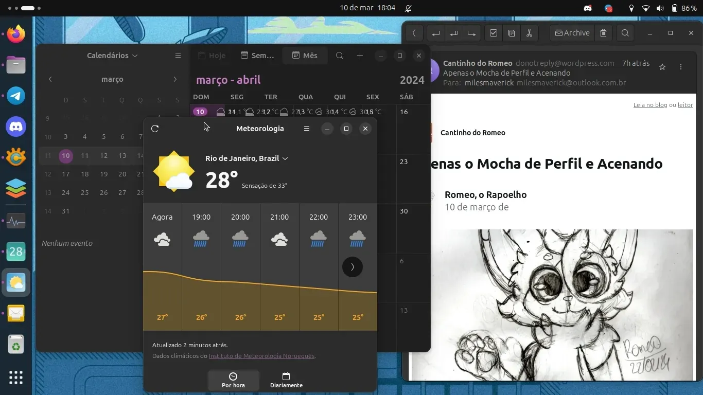 Meteorologia, Calendário e o cliente de e-mail Geary. Programas bem Simples. Meteorologia, Calendário e o Cliente de e-mail Geary. Programas bem Simples.