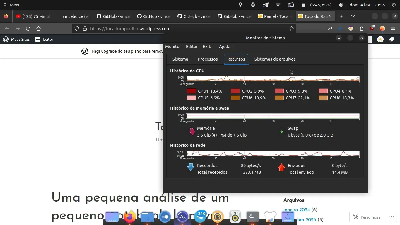 Consumo de 3,5 GB num uso mais normal, nada mal.