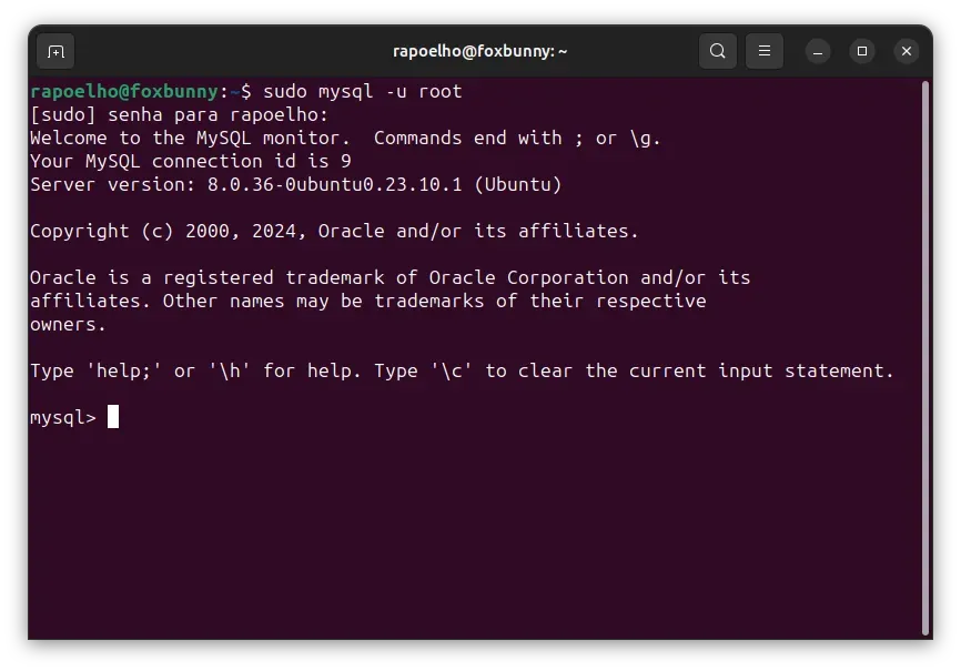 Terminal do MySQL Terminal do MySQL